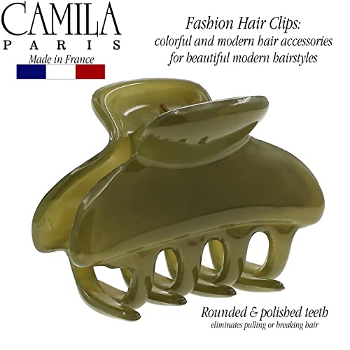 Camila Paris CP3552 French Small Hair Clips for Women, 2.5" Small Claw Clip Fashion Styling Mini Hair Clip Accessories for Women, Strong Hold No Slip Grip Cute Claw Clips, Made in France - color: Green 2.5"
