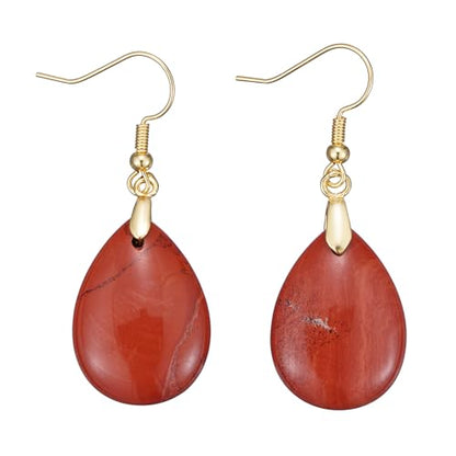 Boho Multiple Style Natural Stone Earrings for Women Unique Healing Gemstone Energy Hypoallergenic Lightweight Dangle Drop Earrings Multiple Styles Earrings Jewelry for Birthday Party Gift - style: Red Agate