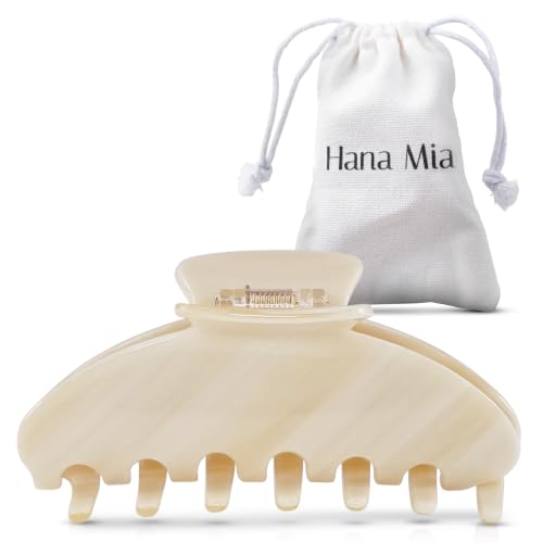 Luxury Creme Claw Clip for Women | Our Large 4 Inch Hair Clip Creates Beautiful Half Ups, Secure Updos & Chic Daily Styles | Premium Acetate Claw with Secure Hold & Snag Free Teeth for Easy Styling - color: Cream