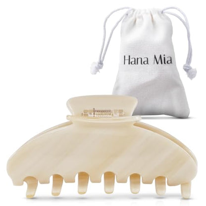 Luxury Creme Claw Clip for Women | Our Large 4 Inch Hair Clip Creates Beautiful Half Ups, Secure Updos & Chic Daily Styles | Premium Acetate Claw with Secure Hold & Snag Free Teeth for Easy Styling - color: Cream