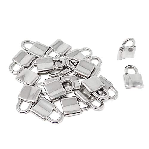 Honbay 20PCS Stainless Steel Silver Lock Pendants Charms for Necklace Bracelet Jewelry Keychain Making
