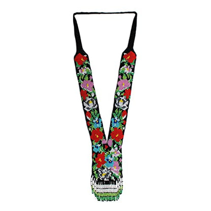 Long Beaded Necklace – Boho Native Handmade Seed Bead Tassel Necklace, Bohemian Large Statement Beaded Necklace for Women and s - color: Pattern 14