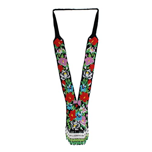 Long Beaded Necklace – Boho Native Handmade Seed Bead Tassel Necklace, Bohemian Large Statement Beaded Necklace for Women and s - color: Pattern 14