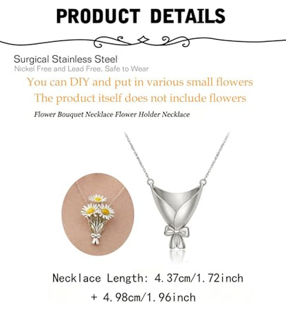 MODRSA Gold Stacked Layered Necklaces for Women Pearl Pendant Charm Cross Lariat Slip Shell Starfish Y Chain Necklace Adjustable Silver Boho Jewelry Gifts for Women Summer Vacation Beach Accessories - color: F2- Bouquet Necklace(no flower) - Silver