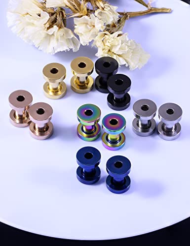 Vsnnsns 14G 12G 8G 6G 4G 2G 0G 00G Stainless Steel Ear Tunnels Screw Fit Ear Plugs Tunnels Gauges Set 1.6MM 2MM 3MM 4MM 5MM 6MM 8MM 10MM - color: 6G-4.0mm