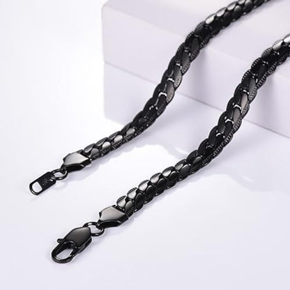 Snake Chain for Women Stainless Steel Dainty Choker Necklace Thin Layered Men Chain 8mm Width Gold/Black/Silver Plated Trendy Jewelry 18/20/22/24/26/28/30 Inch - color: 8MM-Black Snake Chain, size: Length 22 Inches
