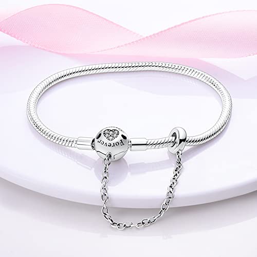 KUNSIR 925 Sterling Silver Palm Clasp Snake Chain Bracelet Basic Charm Bracelets Fit Any PDL Charm, with for Teen Women - style: KJB008