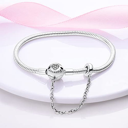 KUNSIR 925 Sterling Silver Palm Clasp Snake Chain Bracelet Basic Charm Bracelets Fit Any PDL Charm, with for Teen Women - style: KJB008