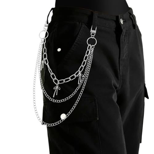 Goth Pants Chain Charms for Women Men Punk Layered Jean Chains Gothic Y2k Pocket Chain for Women Hip Hop Waist Chains - color: Bow