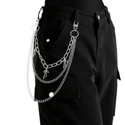 Goth Pants Chain Charms for Women Men Punk Layered Jean Chains Gothic Y2k Pocket Chain for Women Hip Hop Waist Chains - color: Bow
