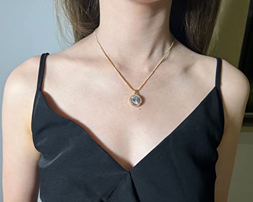 4 Pieces Fashion Elegant Zircon Pendant Gold Necklace Earring Bracelet Jewelry Set for Women Lady Wedding Birthday Party Prom Gifts