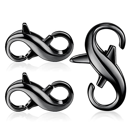 Hicarer 3 Pieces Double Lobster Clasp Double Claw Connector Necklace Bracelet Extension Clasp for DIY Women Jewelry Making Repair Kit(0.51 x 0.24 Inch,Black) - color: Black, size: 0.51 x 0.24 Inch