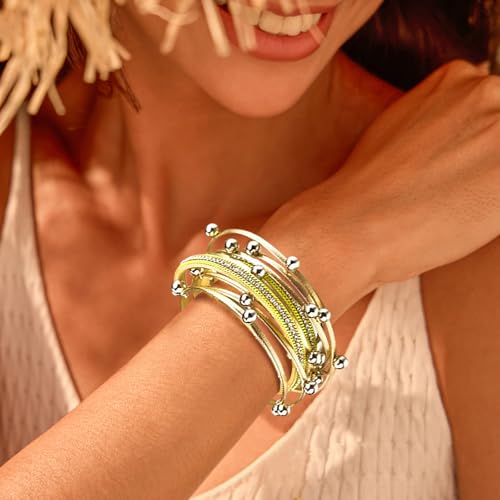 Wrapped Bracelets for Women,Leather Boho Bracelets for Women - color: Doubleloop-Gold