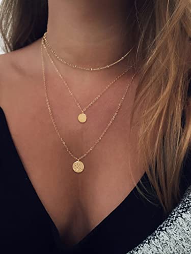 YANCHUN Layered Necklaces for Women Gold Necklace Stack Star Heart Choker Dainty Necklace Love Heart Chain Jewelry Gifts for Women - color: C:Dainty Silver Layered Necklace