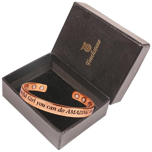 Touchstone Inspirational Copper Engraved Magnetic Bracelets for Women-Personalized Jewelry Gifts for Best Friend/Mom/Daughter/Sister- In a Gift Box Beautiful Girl You Can Do Amazing Things - style: Beautiful Girl You Can Do Amazing Things
