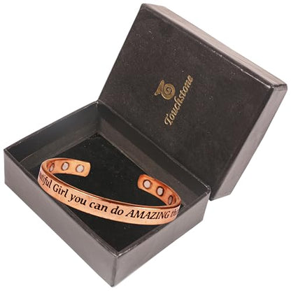 Touchstone Inspirational Copper Engraved Magnetic Bracelets for Women-Personalized Jewelry Gifts for Best Friend/Mom/Daughter/Sister- In a Gift Box Beautiful Girl You Can Do Amazing Things - style: Beautiful Girl You Can Do Amazing Things