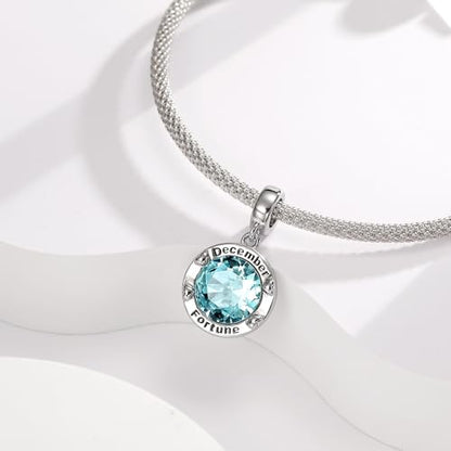 Birthstone Charms for Women Bracelets Birthday Bead Charms fit Pandora Bracelets Mothers Day Gifts for Women - color: 12-December(Tanzanite)