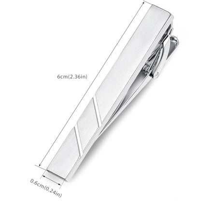 HONEY BEAR 1.97" 2.12" 2.36" Standard Tie Clip for Men Business Wedding | Classic Minimalist, Steel-Plated Copper Base, Gift-Boxed, Thickened, Rounded Corners, Easy to Slide On, No Snag or Wrinkle - style: Brushed Silver 6cm