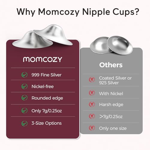 Momcozy 999 Silver Nursing Cups, Hole-Free Design,XL Size | Breastfeeding Essentials,Nipple Cover for Breastfeeding Newborns,XL Size - size: XL/Hole-free