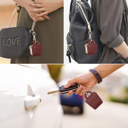 KUKUVR Travel Jewelry Ring Holder Box with Keychain (Red) | Small Ring Earring Stud Necklace Storage Case, for Gym Sports - color: Red
