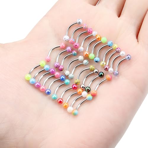 Eyebrow Piercing Jewelry 16G Stainless Surgical Steel Curved Barbell Eyebrow Ring Vertical Labret Lip Jewelry Rook Daith Earrings Piercing Jewelry for Women Men 6mm/8mm/10mm 16 Gauge - color: 8MM-Mix Color