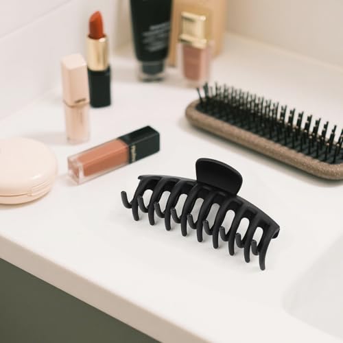 TOCESS Large Claw Clips for Thick Hair: 8 Pack Matte Neutral Hair Clips | 4.3 Inch Big Hair Clips for Curly, Fine, Thin Hair Strong Hold & Non Slip 4 Square + 4 Rounded Jumbo Jaw Clips for Women