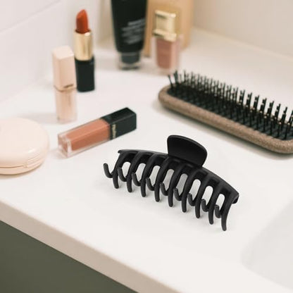 TOCESS Large Claw Clips for Thick Hair: 8 Pack Matte Neutral Hair Clips | 4.3 Inch Big Hair Clips for Curly, Fine, Thin Hair Strong Hold & Non Slip 4 Square + 4 Rounded Jumbo Jaw Clips for Women