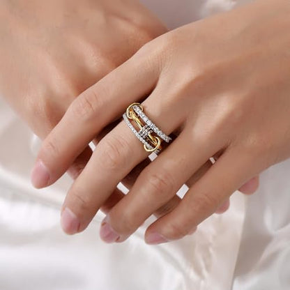 COOSLIM Gold Stackable Rings for Women Non Tarnish, Dainty Stackable 18k Gold Plated Interlocking Ring Stack Set CZ Cubic Zirconia Rings, Gold Knuckle Women Rings Set - color: Gold sliver -2, size: 10