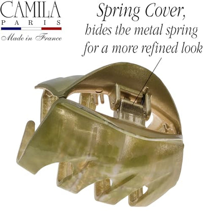 Camila Paris CP3647 French Octopus Hair Clip, 3.25" Large Claw Clips for Thick Hair, Girl Octopus Claw Clip for Women, Strong No-Slip Grip, Wide Jaw Clips for Women, Made in France - color: Green 3.5"