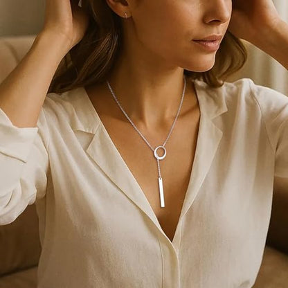 VIROMY Gold Long Y Necklaces for Women Trendy - Dainty Lariat Chain Drop Pendant Necklace for Women Gold Statement Jewelry - color: Y Necklace 01-Silver