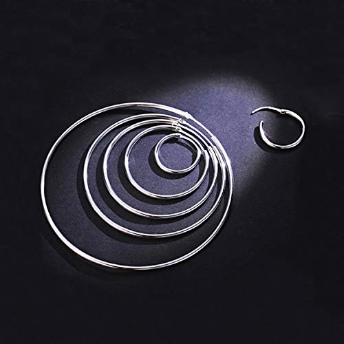 YFN Hoop Earrings Sterling Silver Polished Round Circle Endless Earrings Diameter 20,30,40,50,60,70,80mm - style: Diameter 30mm Medium Hoop Earrings
