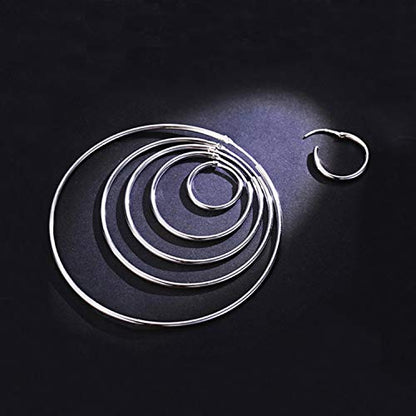 YFN Hoop Earrings Sterling Silver Polished Round Circle Endless Earrings Diameter 20,30,40,50,60,70,80mm - style: Diameter 30mm Medium Hoop Earrings