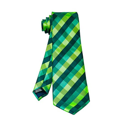 5PCS Mens Silk Tie, Pocket Square, Cufflinks, Drilled Tie Ring and Lapel Pin Set for Wedding Groom Party - color: Green Tie Set -250