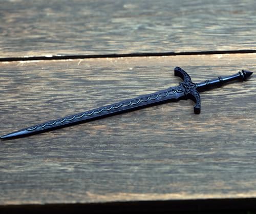 2PCS Viking Sword Hair Pins - Black Metal Hair Sticks for Women | Gothic Hair Accessories for Buns, Updos, Renaissance Festival, Halloween & Cosplay
