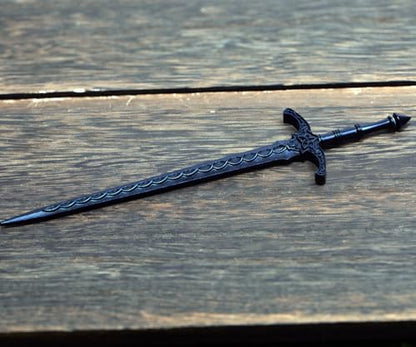 2PCS Viking Sword Hair Pins - Black Metal Hair Sticks for Women | Gothic Hair Accessories for Buns, Updos, Renaissance Festival, Halloween & Cosplay