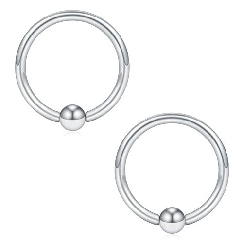 SCERRING 16G Captive Bead Piercing Ring Stainless Steel Nose Septum Tragus Helix Nipple Lip Eyebrow Hoop Rings 12PCS - style: 12PCS - 10mm Silver