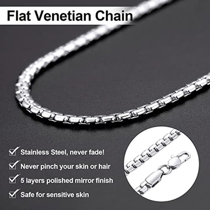 GoldChic JEWELRY Chunky Cuban Chains for Men,Stainless Steel Cuban Chain Necklace, Venetian Chain Curb Chain Hip Hop Jewelry,4/6/9/12/14mm Width,14-30 inch Length, Black/Gold Plated/Silver - color: Silver, size: 18"(46cm), style: Venetian Chain-4MM width