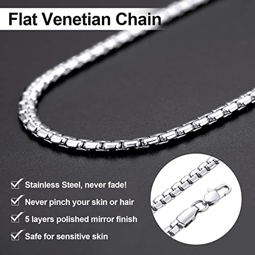 GoldChic JEWELRY Chunky Cuban Chains for Men,Stainless Steel Cuban Chain Necklace, Venetian Chain Curb Chain Hip Hop Jewelry,4/6/9/12/14mm Width,14-30 inch Length, Black/Gold Plated/Silver - color: Silver, size: 14"(35cm), style: Venetian Chain-4MM width