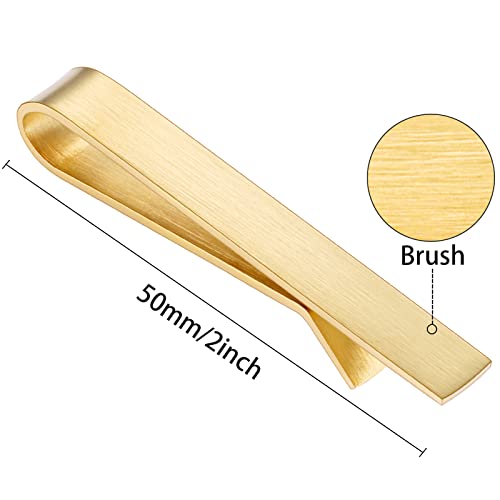 HAWSON 2 inch Tie Clips for Men-Skinny Tie Bar Tie Set for Wedding Anniversary Business and Best Gift for Dad Husband Brother - color: 4 PCS - Brush Gold