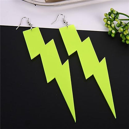 ONLYJUMP Acrylic Exaggerated Lightning Earrings Statement Punk Retro Geometric Delicate Neon Personalized Earrings Accessory Jewelry for Women - color: Yellow lightning