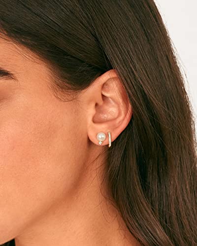 PAVOI 18K Gold Plated 925 Sterling Silver Post Cubic Zirconia | AAA+ Quality Handpicked Freshwater Cultured Stud Button Pearl Earrings - style: Yellow Gold
