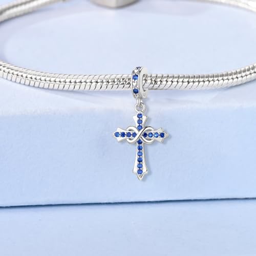 HappyStar 925 Sterling Silver Charms Infinity Design Birthstone Charms for Bracelets with 5A Cubic Zirconia Cross Necklace for Women Dangle Pendant Compatible Pandora Bracelets Happy Birthday Gifts - color: 9-September Birthstone Charms