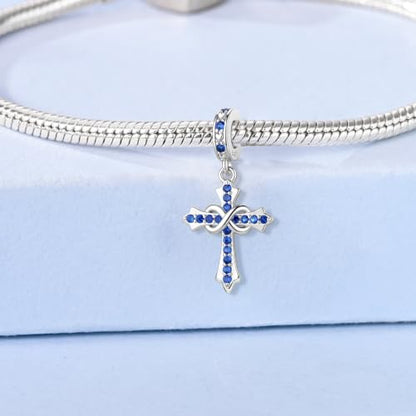 HappyStar 925 Sterling Silver Charms Infinity Design Birthstone Charms for Bracelets with 5A Cubic Zirconia Cross Necklace for Women Dangle Pendant Compatible Pandora Bracelets Happy Birthday Gifts - color: 9-September Birthstone Charms