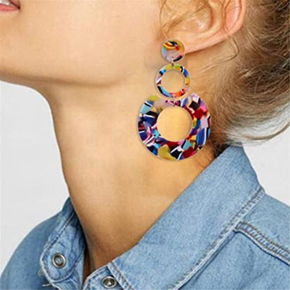 ONLYJUMP Acrylic Dangles Drop Earrings for Women Exaggerated Lightweight Colorful Bohemian Rectangle Circle Geometric Resin Statement Earrings