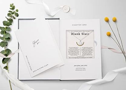 HOPE LOVE SHINE Women's New Beginnings Necklace - 14k Gold Plated Sterling Silver, Healing & Recovery Gift, Adjustable 16+2" Chain - color: 14K GOLD VERMEIL, style: c. BLANK SLATE