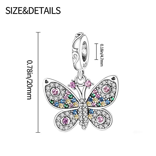Pandach Animal Charm Bead fits Charms Bracelets for Woman-925 Sterling Silver Dangle Pendant Bead,Jewelry Beads Gifts for Women Bracelet&Necklace - style: AAAAA Zirconia Butterfly Pendants