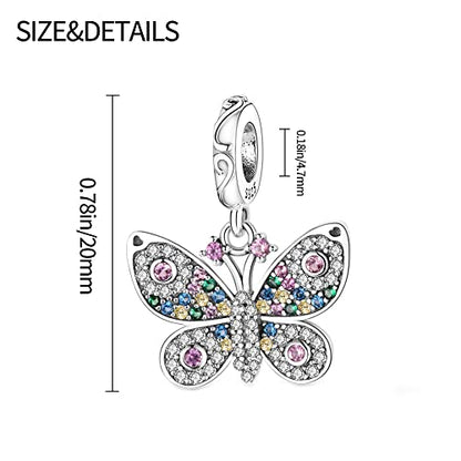 Pandach Animal Charm Bead fits Charms Bracelets for Woman-925 Sterling Silver Dangle Pendant Bead,Jewelry Beads Gifts for Women Bracelet&Necklace - style: AAAAA Zirconia Butterfly Pendants
