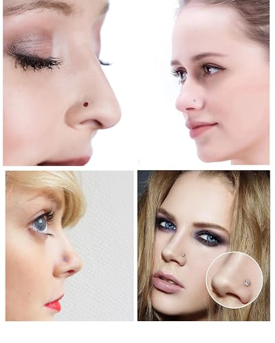180Pcs 20G Surgical Stainless Steel Nose Rings Hoops Straight/L Shapes Nose Studs 2.0/2.5/3.0mm Cubic zirconia Hypoallergenic Nose Studs Silver Gold Rose Gold Black Rainbow Blue Lip Rings Nose Rings Piercing Jewelry Set for Women Men - style: C:120Pcs L S