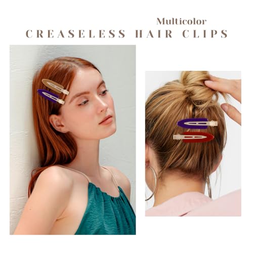 10 Pcs Creaseless No Crease No Bend Flat Hair Clips For Styling Non Slip Makeup Clips For Women Salon Hairstyle,Brown Purple Red - color: Brown Purple Red