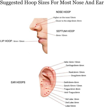 HQLA 16G Surgical Steel Hinged Clicker Segment Nose Rings Hoop Helix Cartilage Daith Tragus Sleeper Earrings Body Piercing for women 6mm 8mm 10mm 12mm 14mm - style: 16G - Steel - (6/7/8/9/10mm) - 10Pcs)